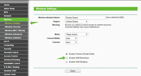 Buka control panel wireless and router -> Wireless -> Wireless Settings.